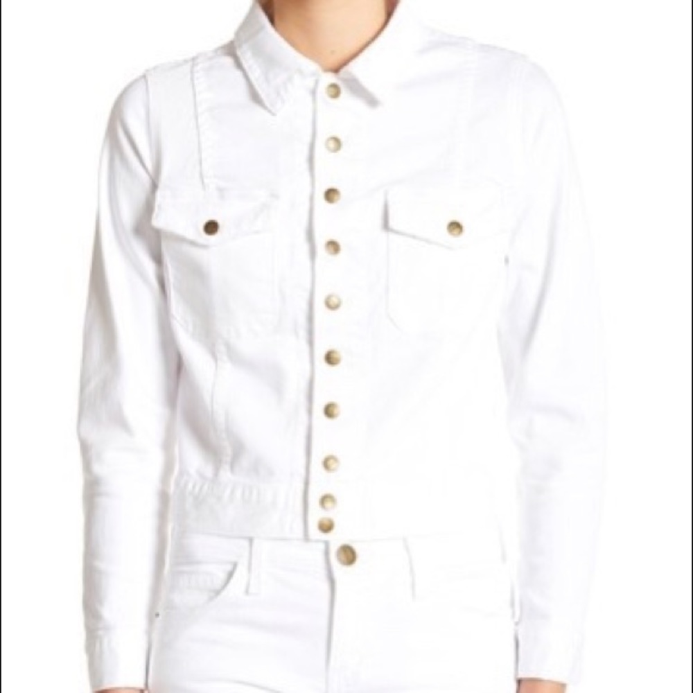 Current/Elliott Snap Button White Denim Jacket - … - image 3